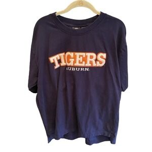 Auburn Tigers Navy T-Shirt Unisex Size Large Embroidered Felted Logo War Eagle